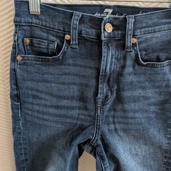 7 For All Mankind High Waist Ankle Gwenevere Skinny Jeans Dark Blue Size 25 - Picture 5 of 8